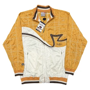 Pepe Jeans Jacket Men 2XL Mustard / White Full Zip Track Y2K New Tags Deadstock - Picture 1 of 11