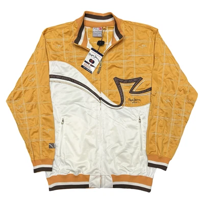 Chaqueta Pepe Jeans Hombre 2XL Mostaza/Blanco Cremallera Completa Pista Y2K Nuevas Etiquetas Deadstock Foto 1 de 4