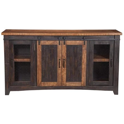 Versátil Soporte de TV Negro Antiguo 65" con Puertas Correderas para Salón Elegancia Foto 1 de 4