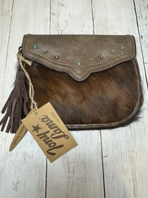 Bolso sin asas Tony Lama de cuero para mujer marrón turquesa piel de animal nuevo con etiquetas Foto 1 de 4