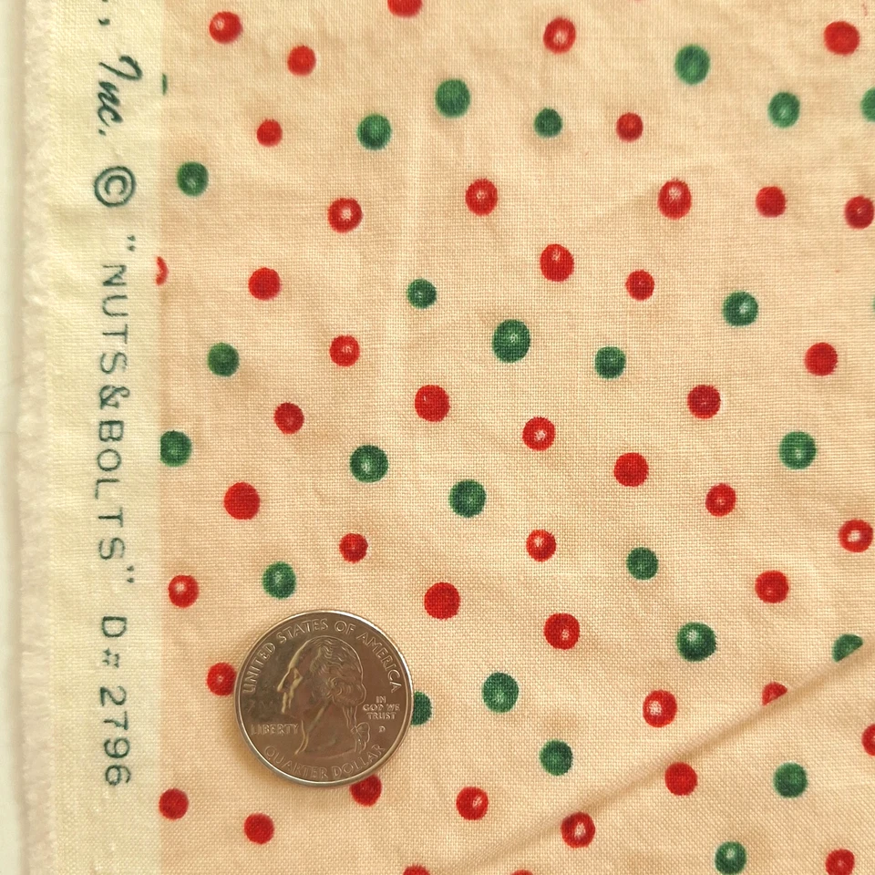 Mini lunares rojo verde en tuercas melocotón pernos tela de algodón Robert Kaufman por comprar Foto 1 de 4