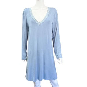 Chemise de nuit femme Natori bordure dentelle bleu viscose mélangé XL vêtements de nuit décontractés - Photo 1/6