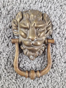 Brass Lion Door Knocker Vintage Victorian Antique 4.5" x 8" - Picture 1 of 9