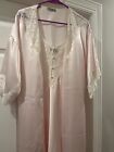 Vintage Bert Yelin For Iris Size Medium Soft Pink Negligee Nightgown & Robe Lace