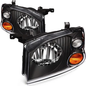 For 2001-2004 Nissan Frontier Pickup Black Left & Right Headlights Assembly Pair - Picture 1 of 11