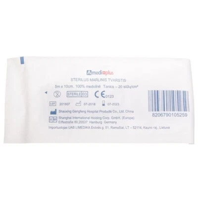 AMEDIPLUS Sterile Gauze Mull Bandage 5 m x 10 cm 100% Cotton Very Dense - Image 1 of 4