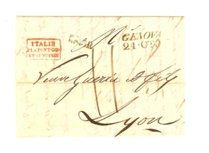 Italien Briefmarkenloser Brief 1836 Genua nach Lyon (FR) *Brief822 - Bild 1 von 3