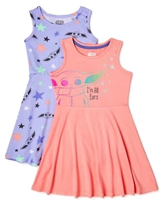 Girls Disney Baby Yoda Dress Outfit T Shirt Star Wars Mandalorian 2T 3T 4T 5T - Picture 1 of 5