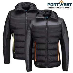 PORTWEST EV4 Winter Insulated Baffle Jacket Water Resistant Thermal Hooded Coat - Picture 1 of 8