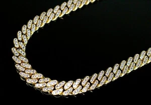 PD Jewellers 12mm CUBAN MIAMI 25ct VVS1 Lab Simulated Diamonds Chain Gold Finish - Bild 1 von 6