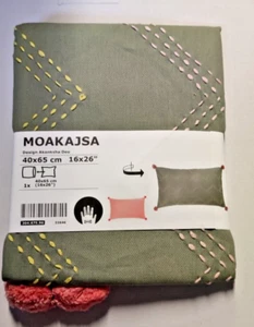 IKEA MOAKAJSA,Funda de Cojín,Hecha a Mano Verde-Rosa,40x65 cm Funda de Cojín Algodón - Imagen 1 de 2