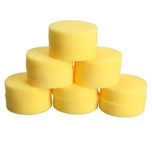 12Pack Auto Car Wash Large Foam Cleaning Washing Brush Round Yellow Pad Sponge - Picture 1 of 9