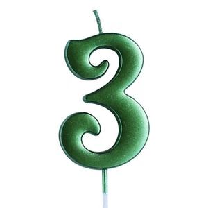 Green 3rd Birthday Candle Number 3 Years Old Candles Cake Topper Boy Or Girl ... - Picture 1 of 1