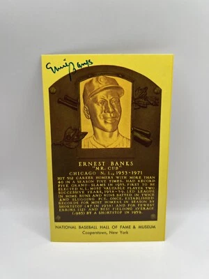 Ernie Banks 签名名人堂牌匾明信片 贝克特 签名 正品证书 — 第 1/3 张图片