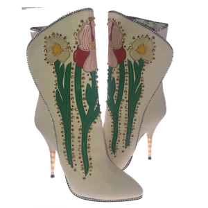 Gucci Damen Leder Stiefel - Kristallverziert Stil 488331 Größe EU 36 / UK 3 - Bild 1 von 10