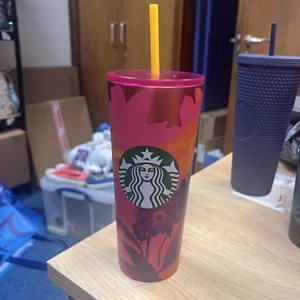 NEU Starbucks Matte Pink Floral Edelstahl Tumbler 24 oz Venti Sommer 2022 - Bild 1 von 7