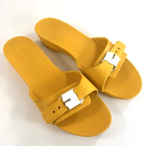 Dr Scholls Sandals 11 Womens Yellow Comfort Low Wedge Buckle EVA Sandals - Picture 1 of 11