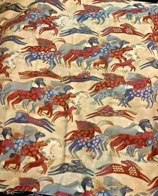 Clothworks Laurel Burch "Dancing Horses" Earthtones on Tan BTFQ