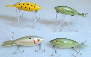 Lot of 4 Bomber 400 Vintage 3.25" Lure Crankbait Yellow Spot Grey Shad Baby Bass - Picture 1 of 8