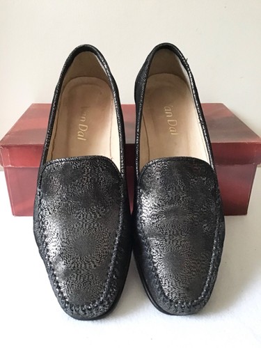 VANS MOCASSINI SLIP ON VAN DAL REEDHAM DESIGN NERO E ARGENTO TUTTA PELLE TAGLIA 6 39 5