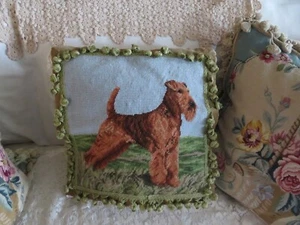 Schnauzer rojo francés estilo Aubusson con flecos almohada punta de aguja punta pequeña - Imagen 1 de 7