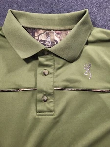Browning Hunting Brand Polo Green & Camo Men's Size Large - Picture 1 of 11