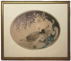 Original 1924 LOUIS ICART 'Nido Caído' Firmado Color Grabado - Mujer Boudoir - Imagen 1 de 21