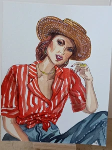 Woman Girl portrait Original watercolor painting Art 8x6'' beautiful - Picture 1 of 7