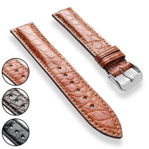 Genuine Louisiana Alligator Leather Watch Band Padded Match Stitch 22 20 19 18 - Picture 1 of 14