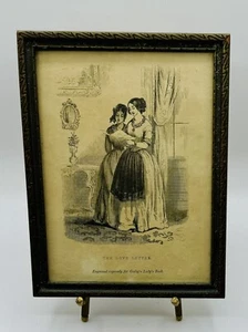 Antique 1852 Godey's Lady's Book Magazine Frame Art 6.5x 8.5 - The Love Letter - Picture 1 of 2