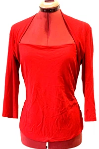 Liz Jordan Red Top Size M 3/4 Sleeve - Picture 1 of 6