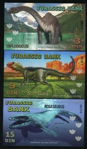 Jurassic Bank, 3;9;15 Din, 2015 - Mosasaurus, Diplodocus, Dryptosaurus F - Bild 1 von 2