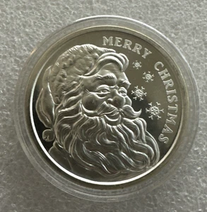2023 - Feliz Navidad Papá Noel 1 OZ .999 plata fina BU redondo EN AIR-TITE - Imagen 1 de 2