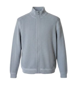 ​Calvin Klein Para Hombre XL Cremallera Completa Suéter Cárdigan Acanalado Tejido Gris Algodón Bolsillos - Imagen 1 de 19