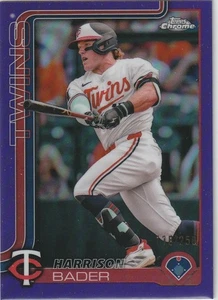2025 Topps Chrome Harrison Bader Purple Refractor #/250 Minnesota Twins - Picture 1 of 2