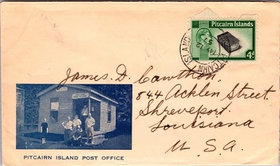 1957 British Pitcairn Island Post Office Cover to Louisiana LA USA - Image 1 of 2