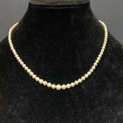 "COLLAR DE PERLAS AKOYA de oro de 14k W de colección blanco roto graduado restringido AAA Lustrus 18""" Foto 1 de 4