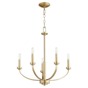 Aged Brass Five Light Chandelier from the Reyes Collection - Picture 1 of 4