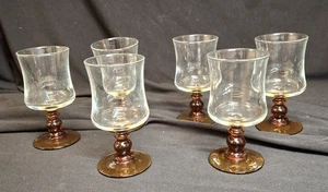 6 x VINTAGE BUBBLE AMBER STEM LUMINARC FRANCE WINE GLASSES 11.5cm High - Foto 1 di 7