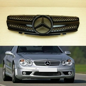 SL Type Front Grille For Mercedes-BENZ R230 W230 Convertible Gloss Black 03-06 - Picture 1 of 6