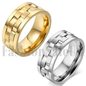 Anello Uomo Largo Acciaio Inox Ansia Spinner Fidget Girevole Fede Nuziale 7-13 - Foto 1 di 12