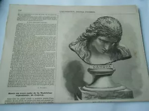 Engraving 1857 - Terracotta Bust of the Repentant Madeleine of Canova - Picture 1 of 1