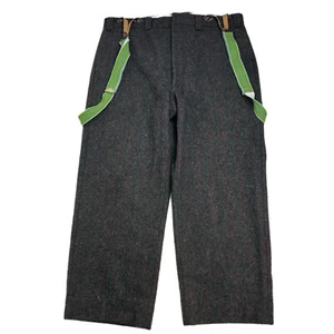Pantalone lana vintage Woolrich a quadri spesso pesante con bretelle grigio taglia 40 - Foto 1 di 9