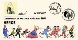 FRANCE 2007 FDC carte TINTIN Kuifje Tim HERGE cachet GUEBWILLER Haut-Rhin Héros - Photo 1/1