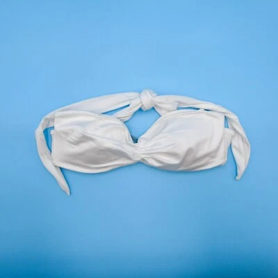 Nuevo Bikini Victorias Secret Mediano Blanco Bandeau Top Sin Tirantes Acanalado Foto 1 de 4