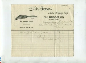 Vintage Illustrated Billhead NU-BROOM CO Cambridgeport MA 1904 - Bild 1 von 1
