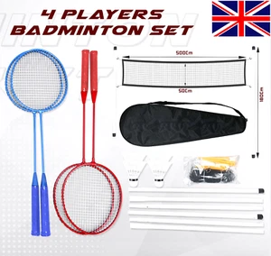 Professional 4 Player Badminton Set Racket Shuttlecock Outdoor Pole Garden Game - Picture 1 of 15
