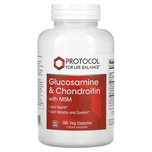 2 X Protocol for Life Balance, Glucosamine & Chondroitin with MSM, 180 Veg Capsu - Picture 1 of 2