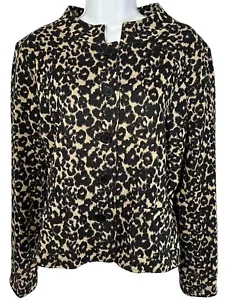 ECI New York Animal Print Blazer Jacket SIZE 16 Button Front Leopard Mob Wife - Picture 1 of 11