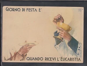 Cartolina Religiosa Giorno di Festa è Quando Ricevi L'Eucarestia Grilli KB615A - Picture 1 of 1